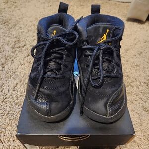 Authentic Jordan 12 Retro TD Black Black Taxi Toddler Size 9c